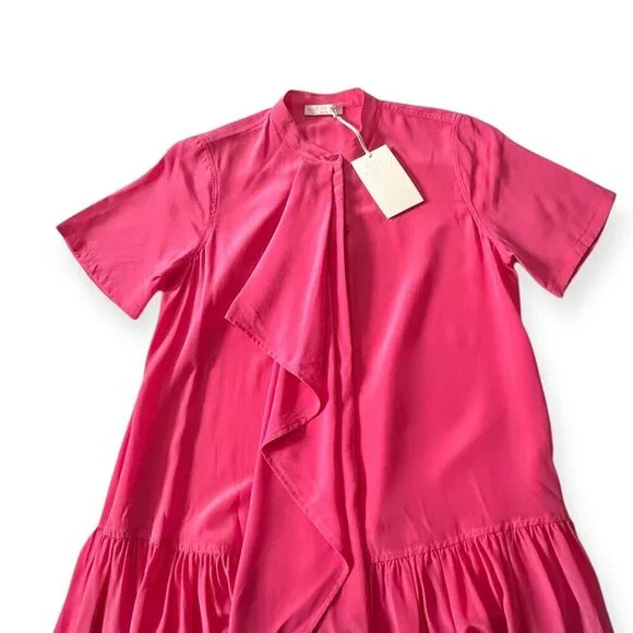 ULLA JOHNSON Adalyn Silk Mini Dress, Pink,‎ Size 4,New with tag